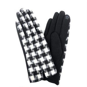 2 PACK - White Houndstooth Winter Touchphone Gloves